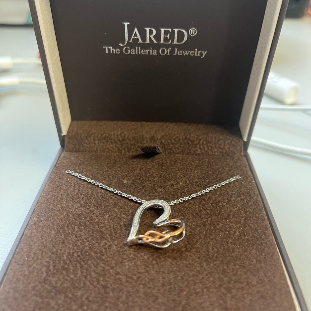 Sterling Silver Diamond Heart w/Rose Gold Infinity
16” Sterling Silver Chain